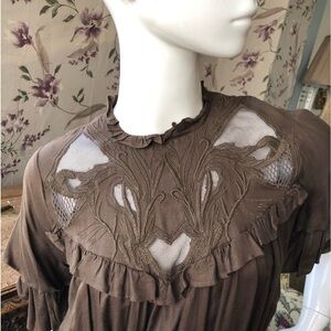 Relax Fit Summer Dress Natural fabric Light breathy Embroidery embellished Green